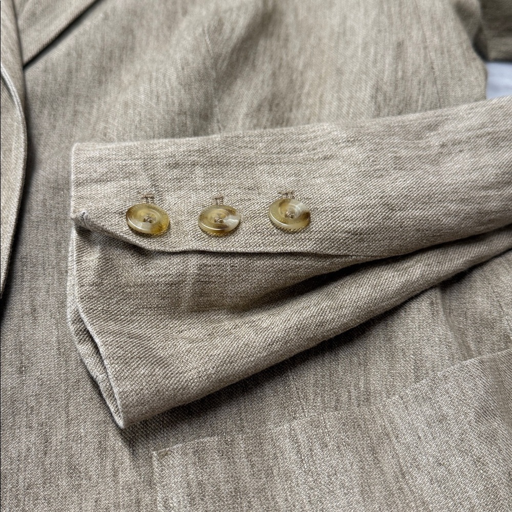 Vince Tan Linen Cotton Blend Blazer Size 10 - Picture 5 of 11